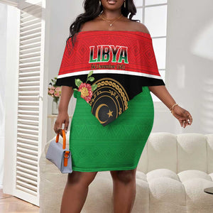 Personalized Happy Libya Off Shoulder Short Dress Independence Day - African Pride