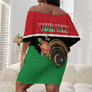 Personalized Happy Libya Off Shoulder Short Dress Independence Day - African Pride