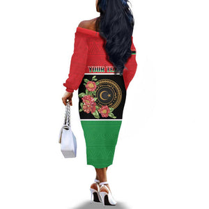 Personalized Happy Libya Off The Shoulder Long Sleeve Dress Independence Day - African Pride