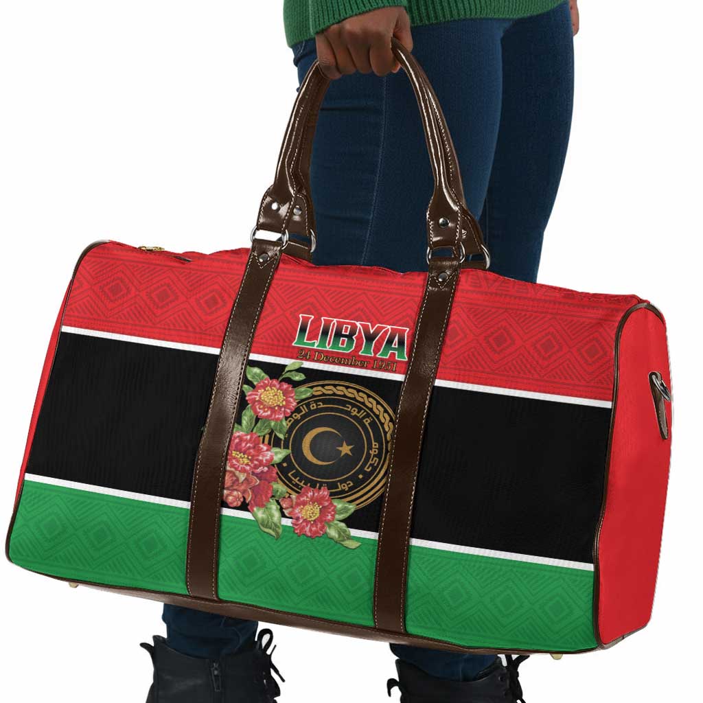 Libya Independence Day Travel Bag Pomegranate Blossom With Libyan Seal