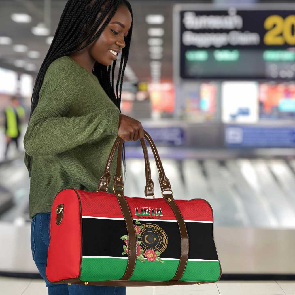 Libya Independence Day Travel Bag Pomegranate Blossom With Libyan Seal