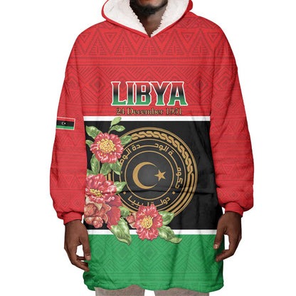 Personalized Happy Libya Wearable Blanket Hoodie Independence Day - African Pride