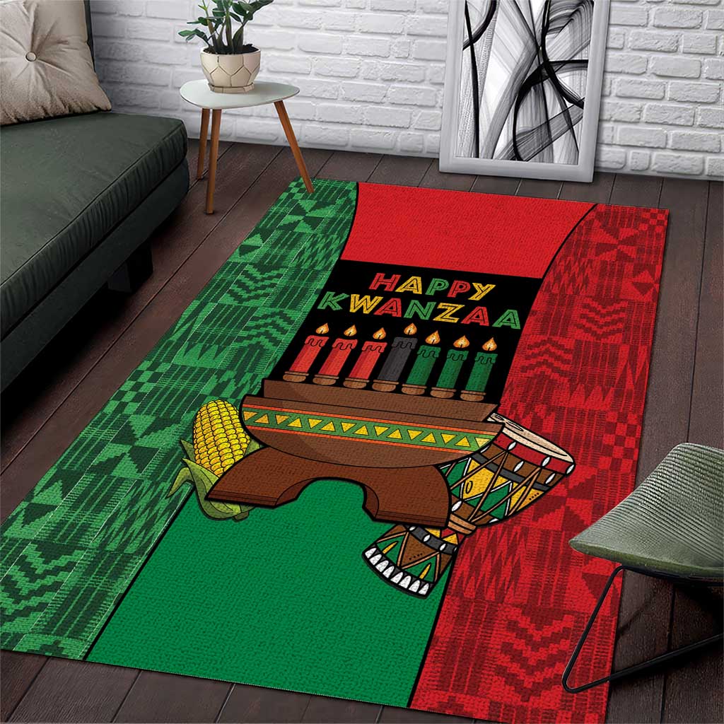 Happy Kwanzaa Holidays Area Rug Kente Pattern - African Pride