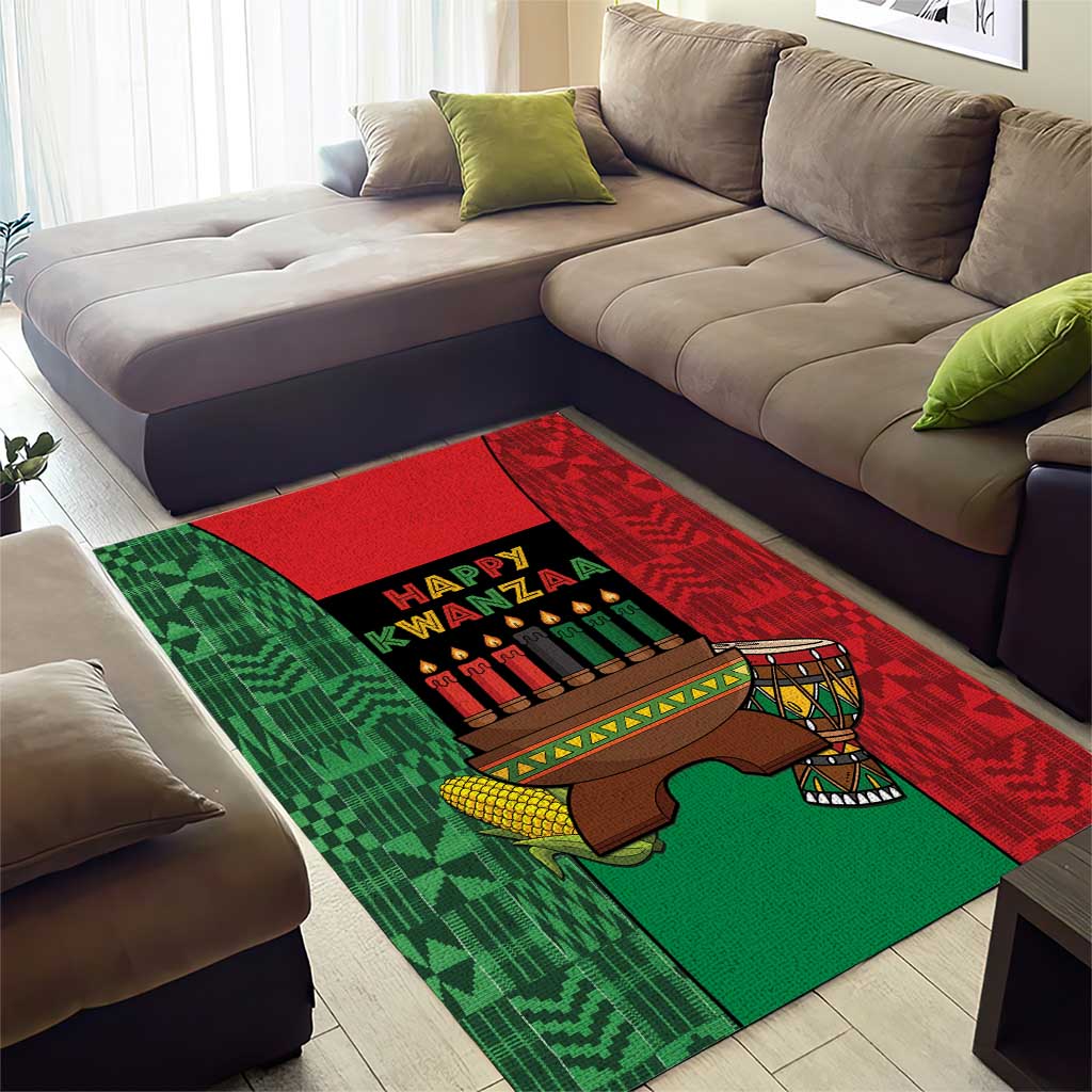 Happy Kwanzaa Holidays Area Rug Kente Pattern - African Pride