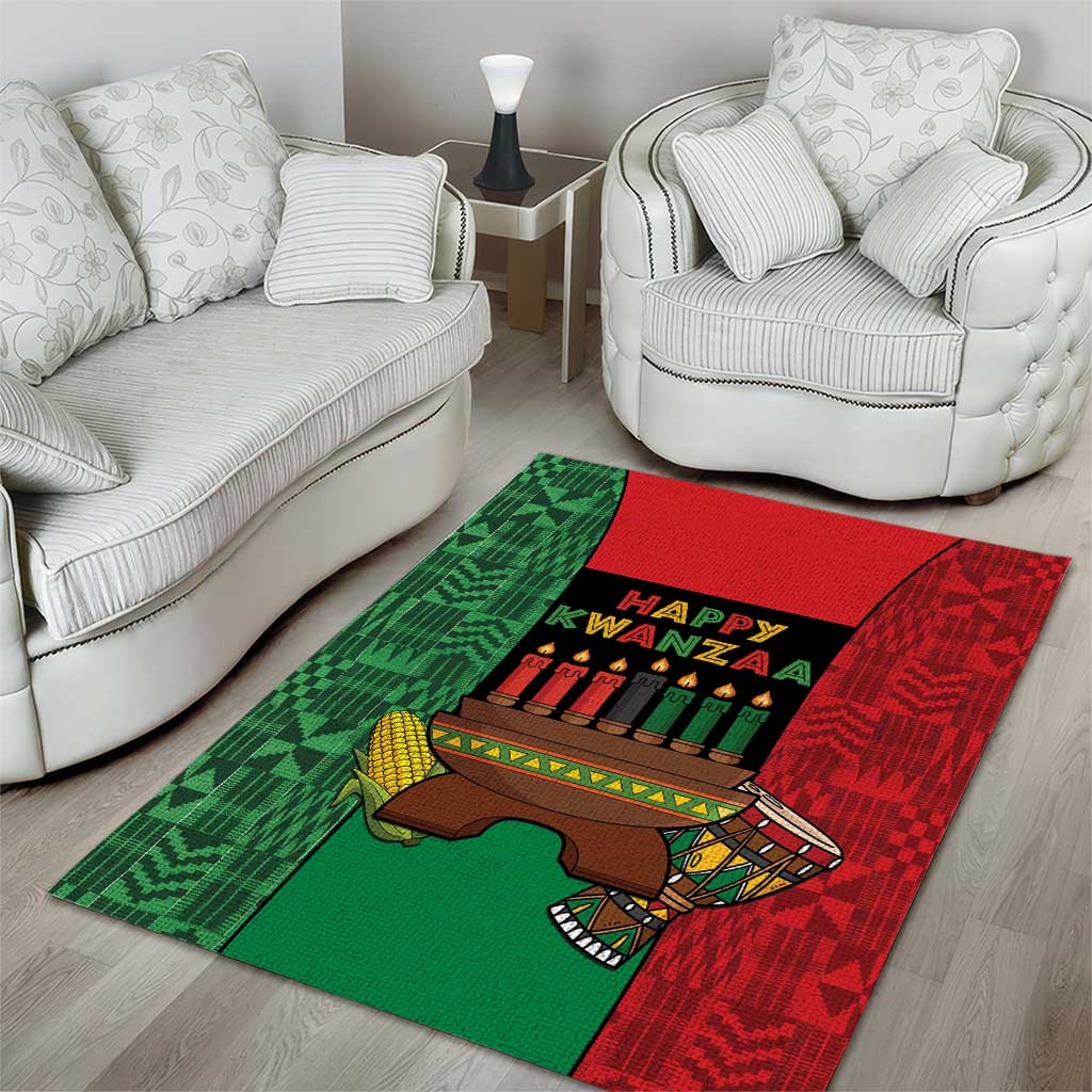 Happy Kwanzaa Holidays Area Rug Kente Pattern - African Pride