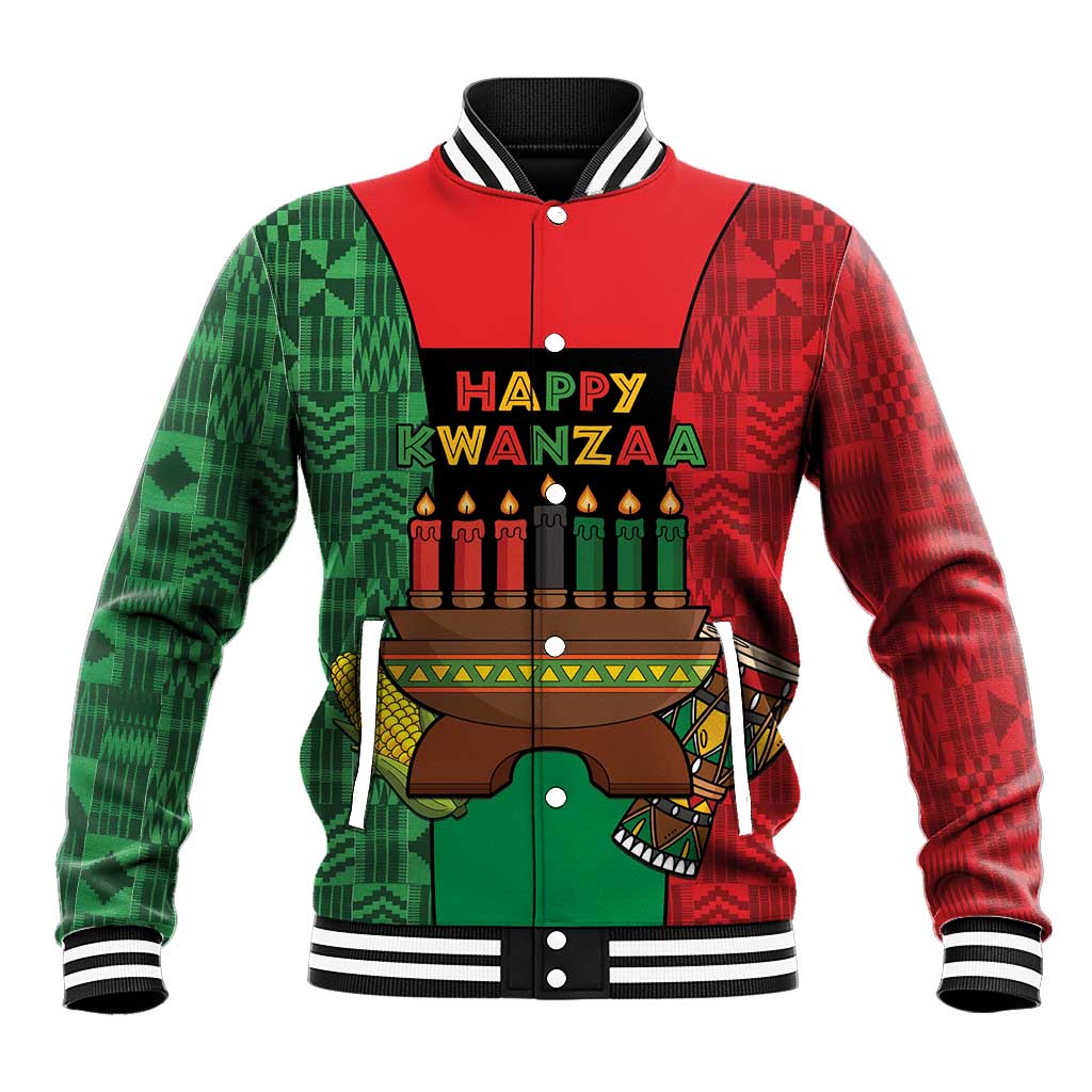 Personalized Happy Kwanzaa Holidays Baseball Jacket Kente Pattern - African Pride