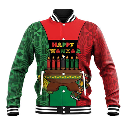 Personalized Happy Kwanzaa Holidays Baseball Jacket Kente Pattern - African Pride