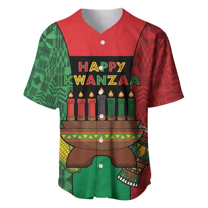 Personalized Happy Kwanzaa Holidays Baseball Jersey Kente Pattern - African Pride