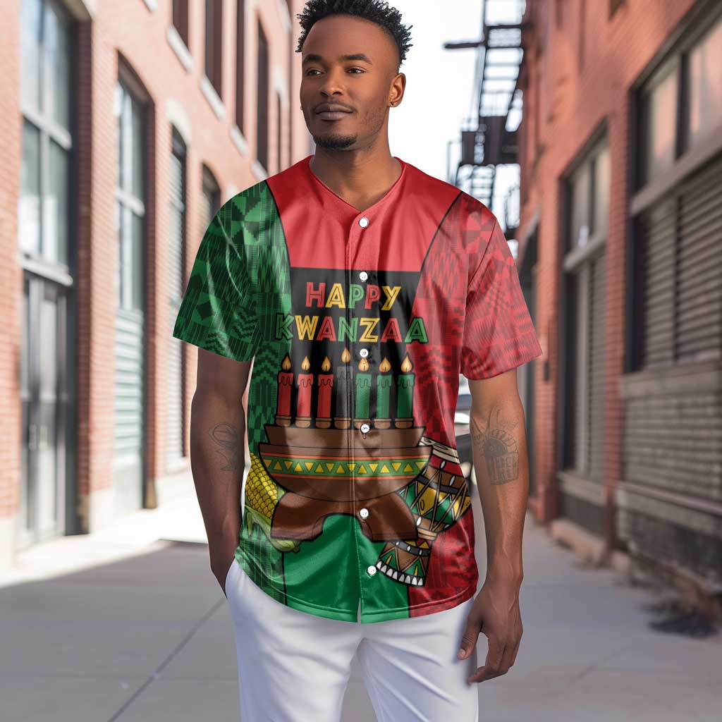 Personalized Happy Kwanzaa Holidays Baseball Jersey Kente Pattern - African Pride