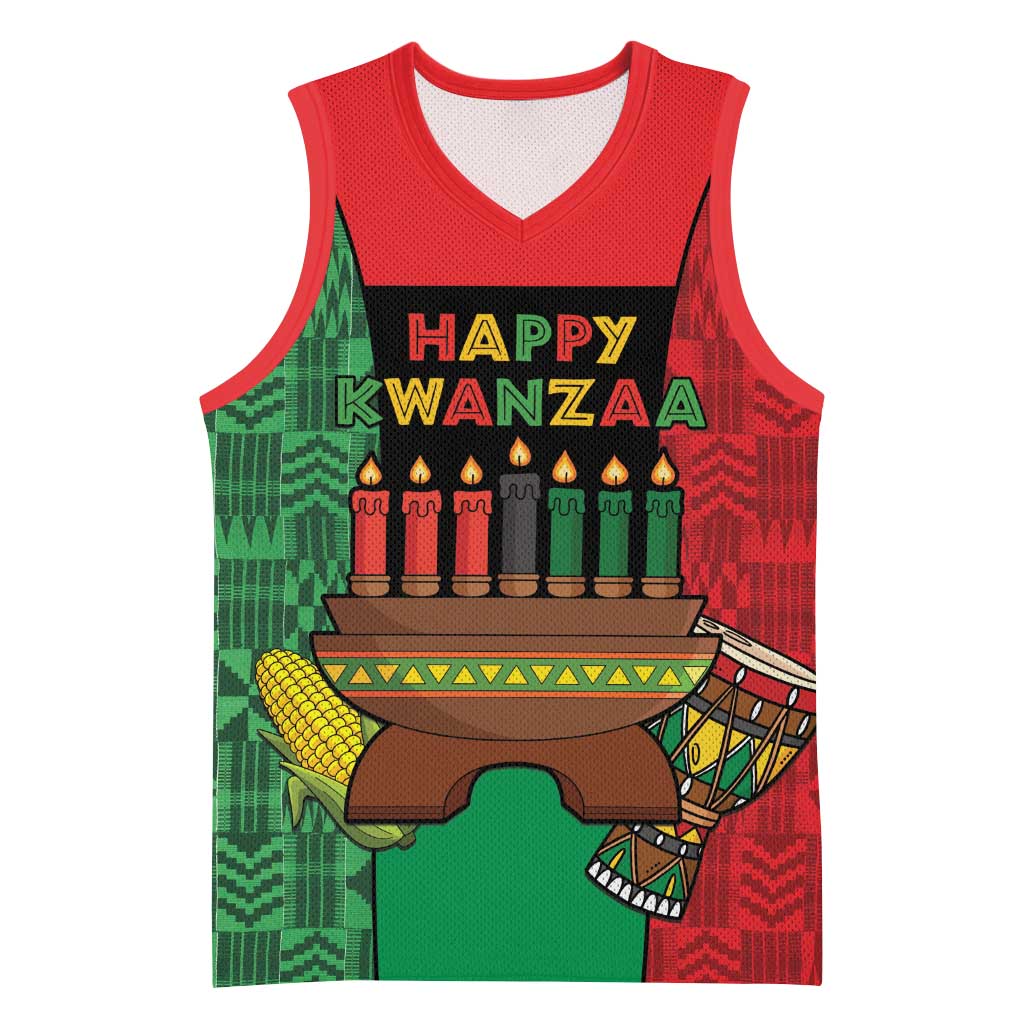 Personalized Happy Kwanzaa Holidays Basketball Jersey Kente Pattern - African Pride