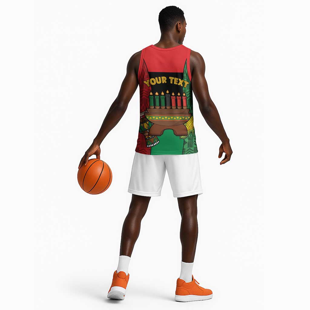 Personalized Happy Kwanzaa Holidays Basketball Jersey Kente Pattern - African Pride