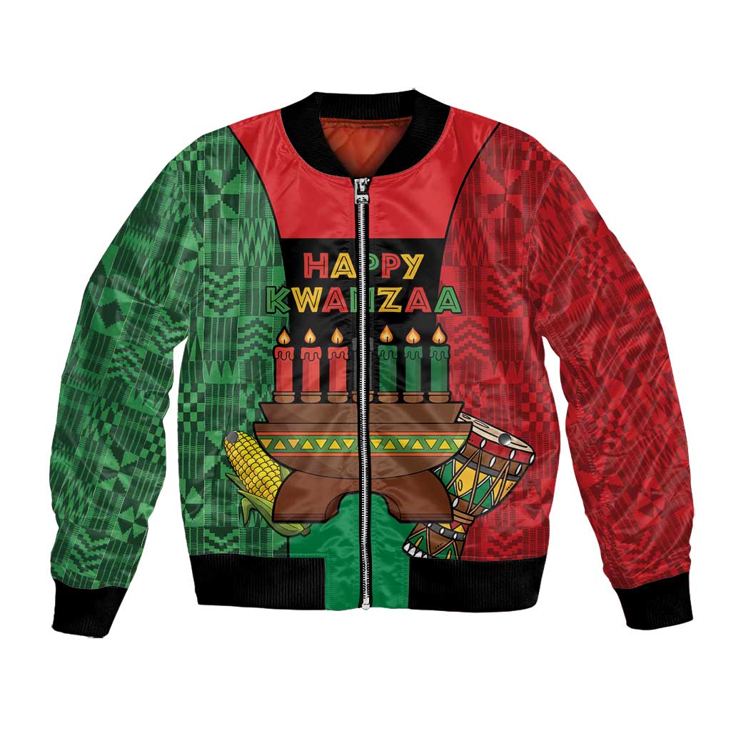 Personalized Happy Kwanzaa Holidays Bomber Jacket Kente Pattern - African Pride