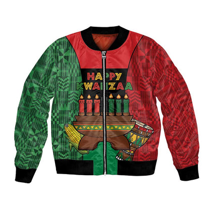 Personalized Happy Kwanzaa Holidays Bomber Jacket Kente Pattern - African Pride