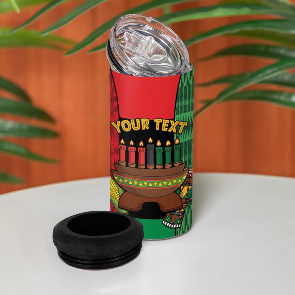 Personalized Happy Kwanzaa Holidays 4 in 1 Can Cooler Tumbler Kente Pattern - African Pride