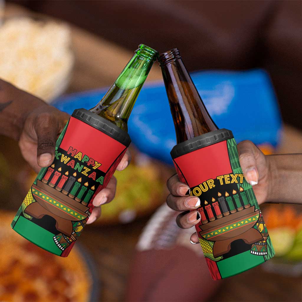 Personalized Happy Kwanzaa Holidays 4 in 1 Can Cooler Tumbler Kente Pattern - African Pride