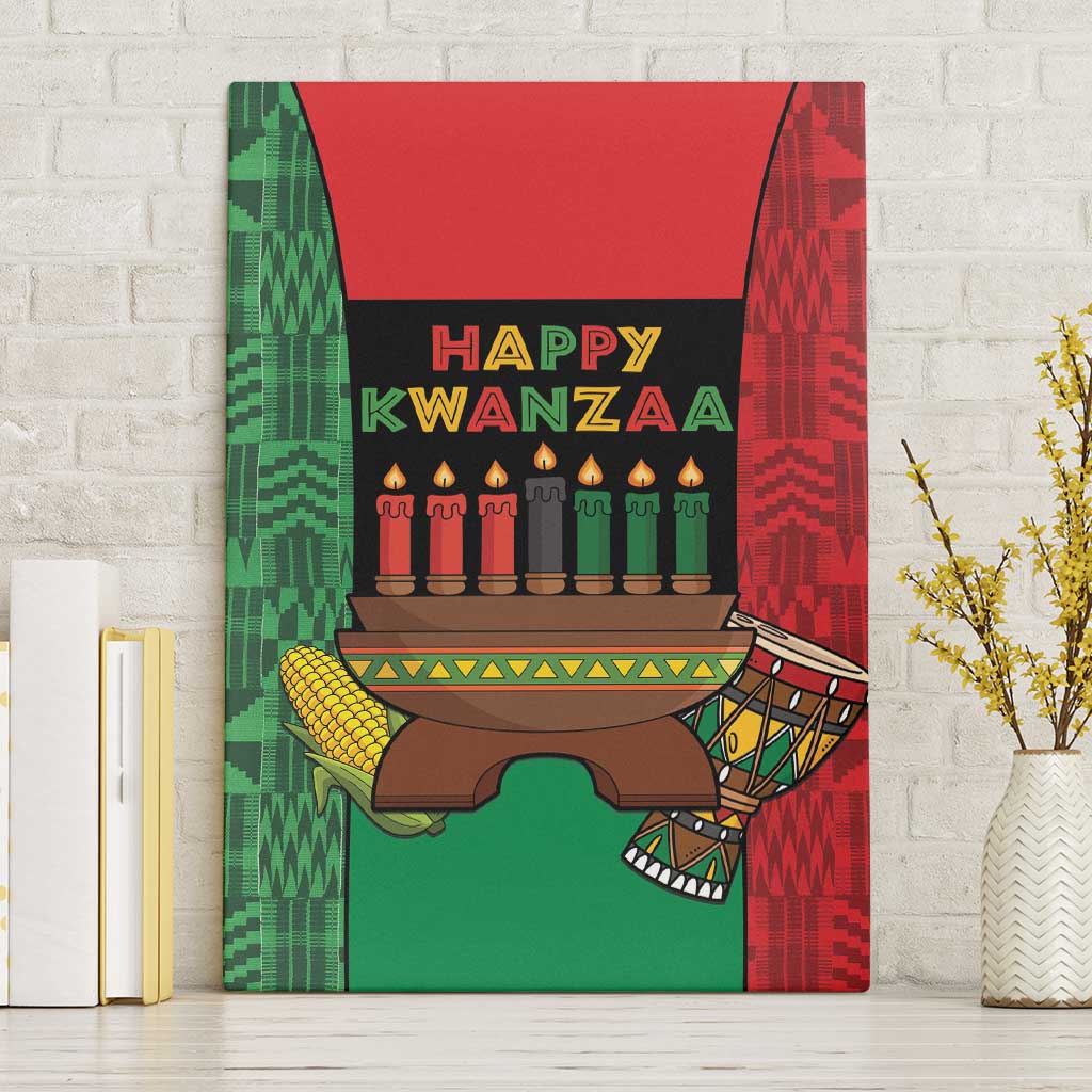 Happy Kwanzaa Holidays Canvas Wall Art Kente Pattern - African Pride