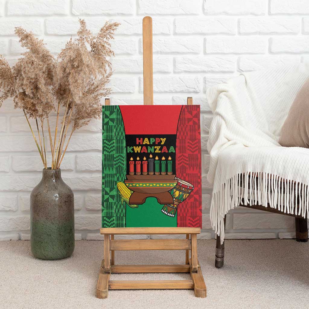 Happy Kwanzaa Holidays Canvas Wall Art Kente Pattern - African Pride