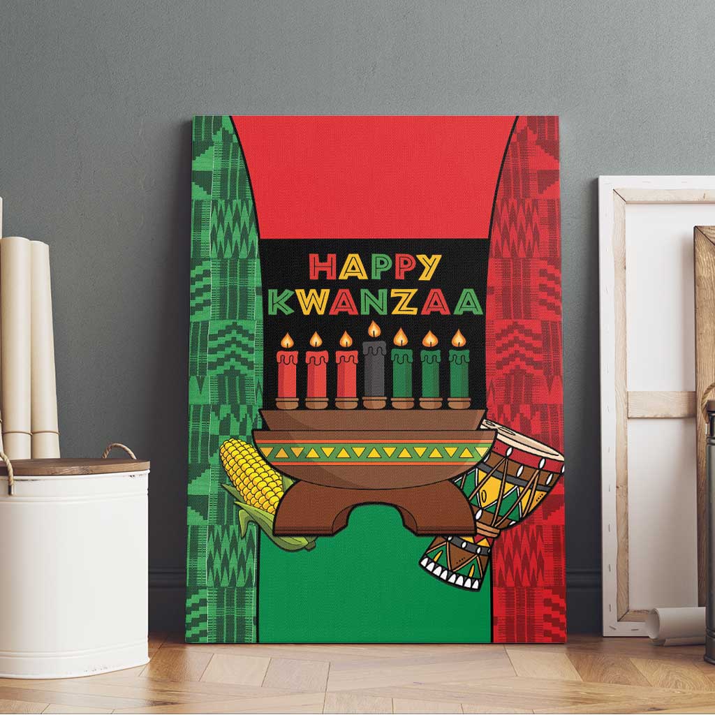 Happy Kwanzaa Holidays Canvas Wall Art Kente Pattern - African Pride