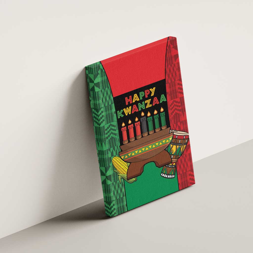 Happy Kwanzaa Holidays Canvas Wall Art Kente Pattern - African Pride
