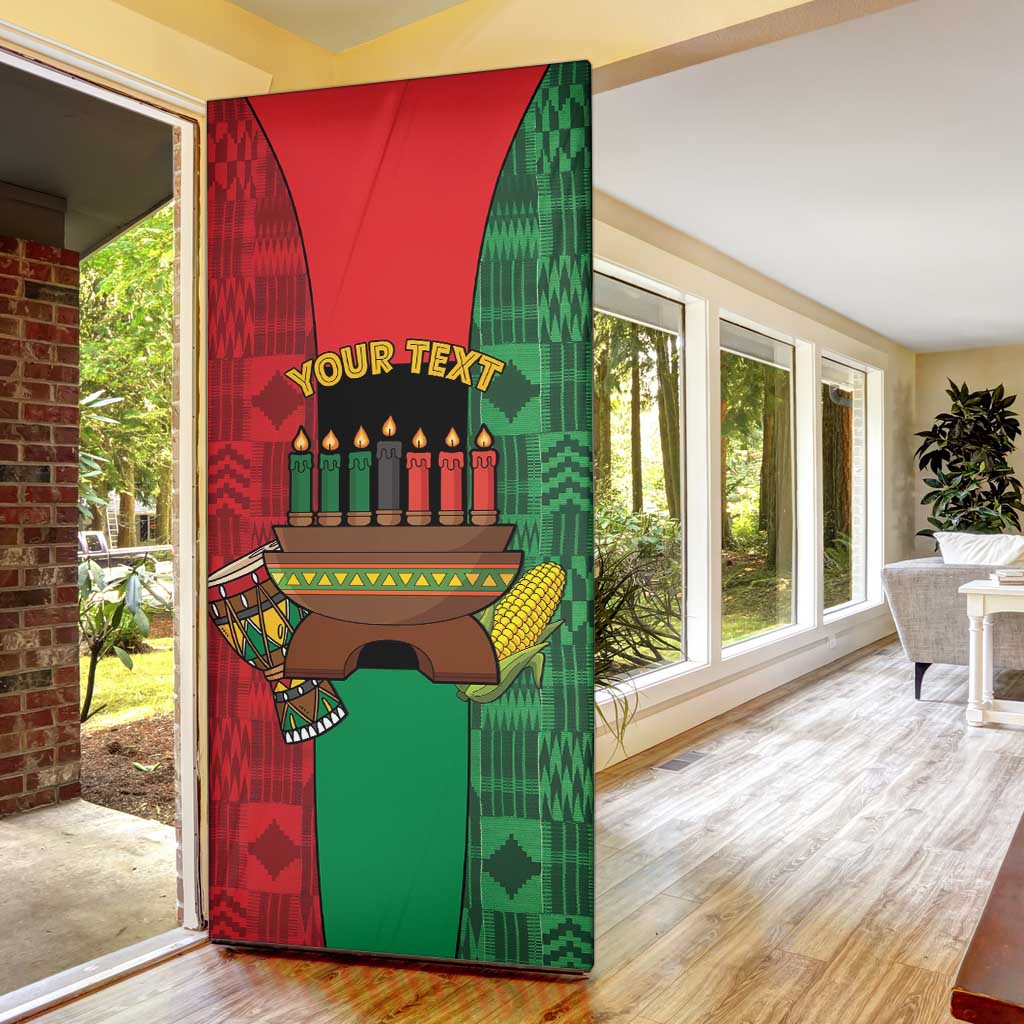 Personalized Happy Kwanzaa Door Cover Kinara With Kente Pattern