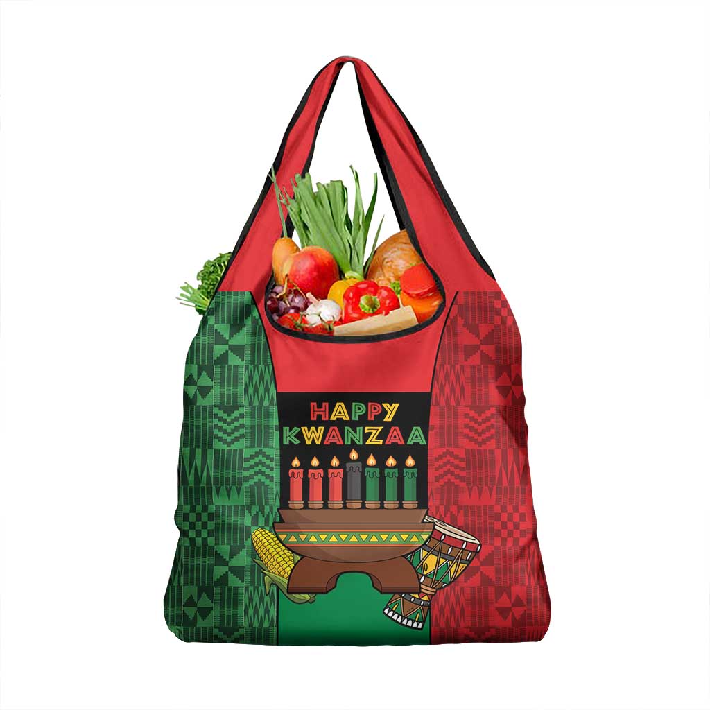 Happy Kwanzaa Holidays Grocery Bag Kente Pattern - African Pride