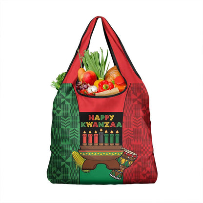 Happy Kwanzaa Holidays Grocery Bag Kente Pattern - African Pride