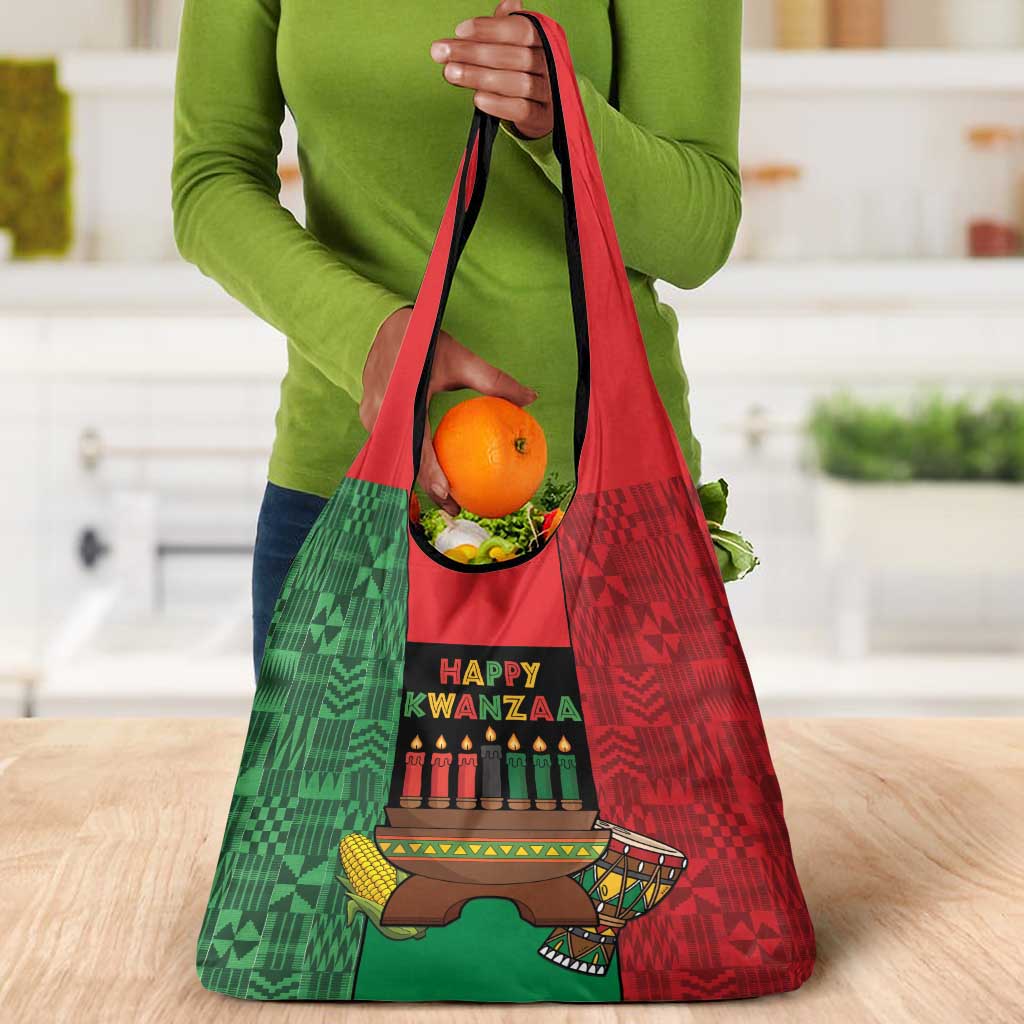 Happy Kwanzaa Holidays Grocery Bag Kente Pattern - African Pride
