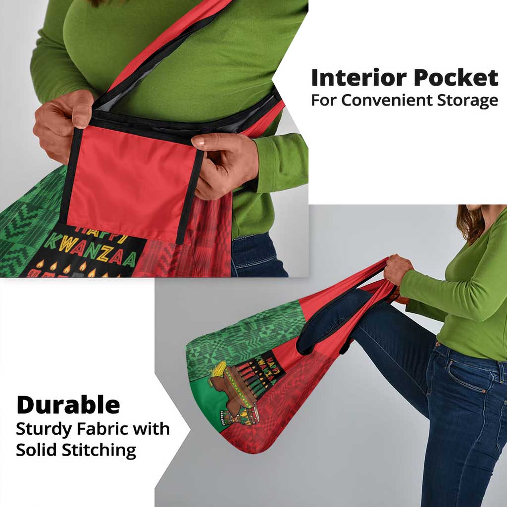 Happy Kwanzaa Holidays Grocery Bag Kente Pattern - African Pride