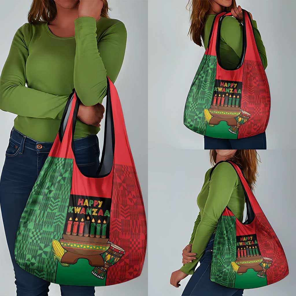 Happy Kwanzaa Holidays Grocery Bag Kente Pattern - African Pride