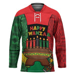 Personalized Happy Kwanzaa Hockey Jersey Kinara With Kente Pattern