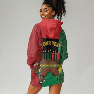 Personalized Happy Kwanzaa Holidays Hoodie Dress Kente Pattern - African Pride