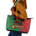 Happy Kwanzaa Holidays Leather Tote Bag Kente Pattern - African Pride