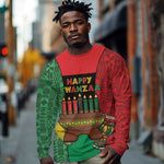 Personalized Happy Kwanzaa Holidays Long Sleeve Shirt Kente Pattern - African Pride