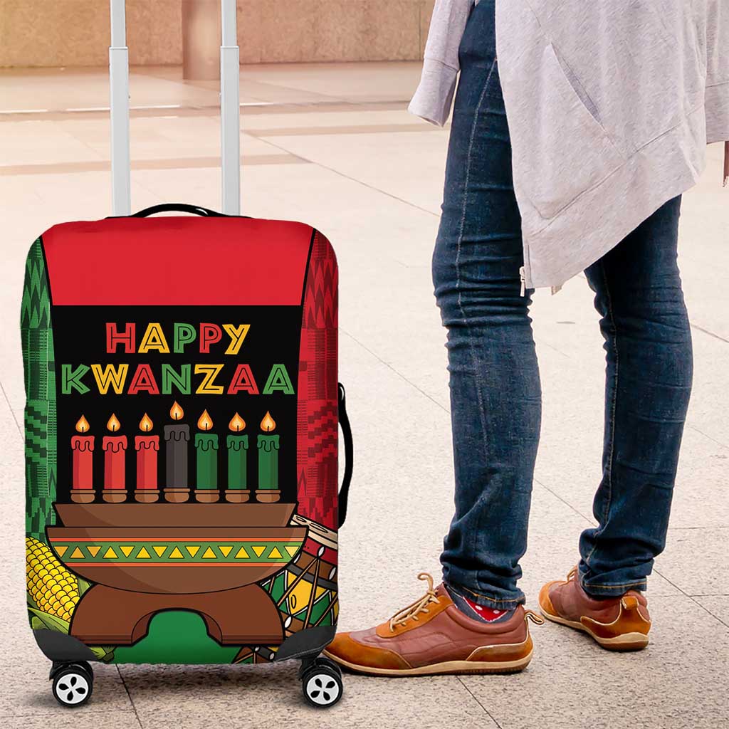 Happy Kwanzaa Holidays Luggage Cover Kente Pattern - African Pride