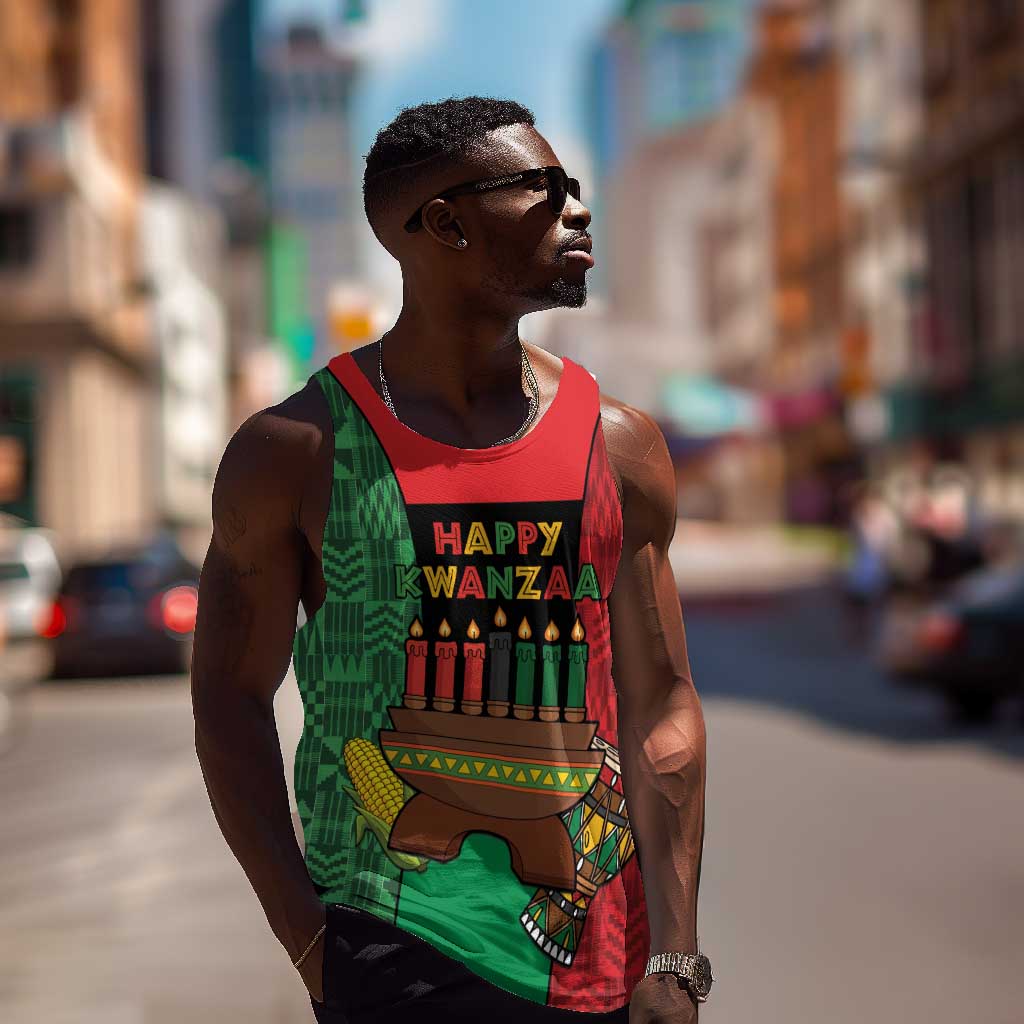 Personalized Happy Kwanzaa Holidays Men Tank Top Kente Pattern - African Pride