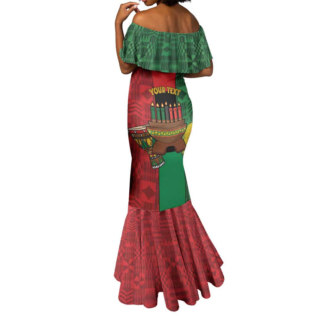 Personalized Happy Kwanzaa Holidays Mermaid Dress Kente Pattern - African Pride