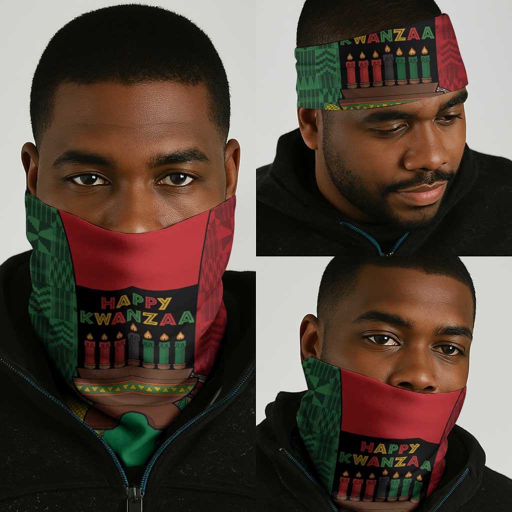 Happy Kwanzaa Holidays Neck Gaiter Kente Pattern - African Pride