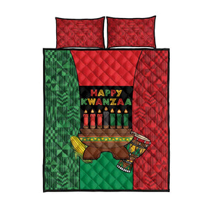 Happy Kwanzaa Holidays Quilt Bed Set Kente Pattern - African Pride
