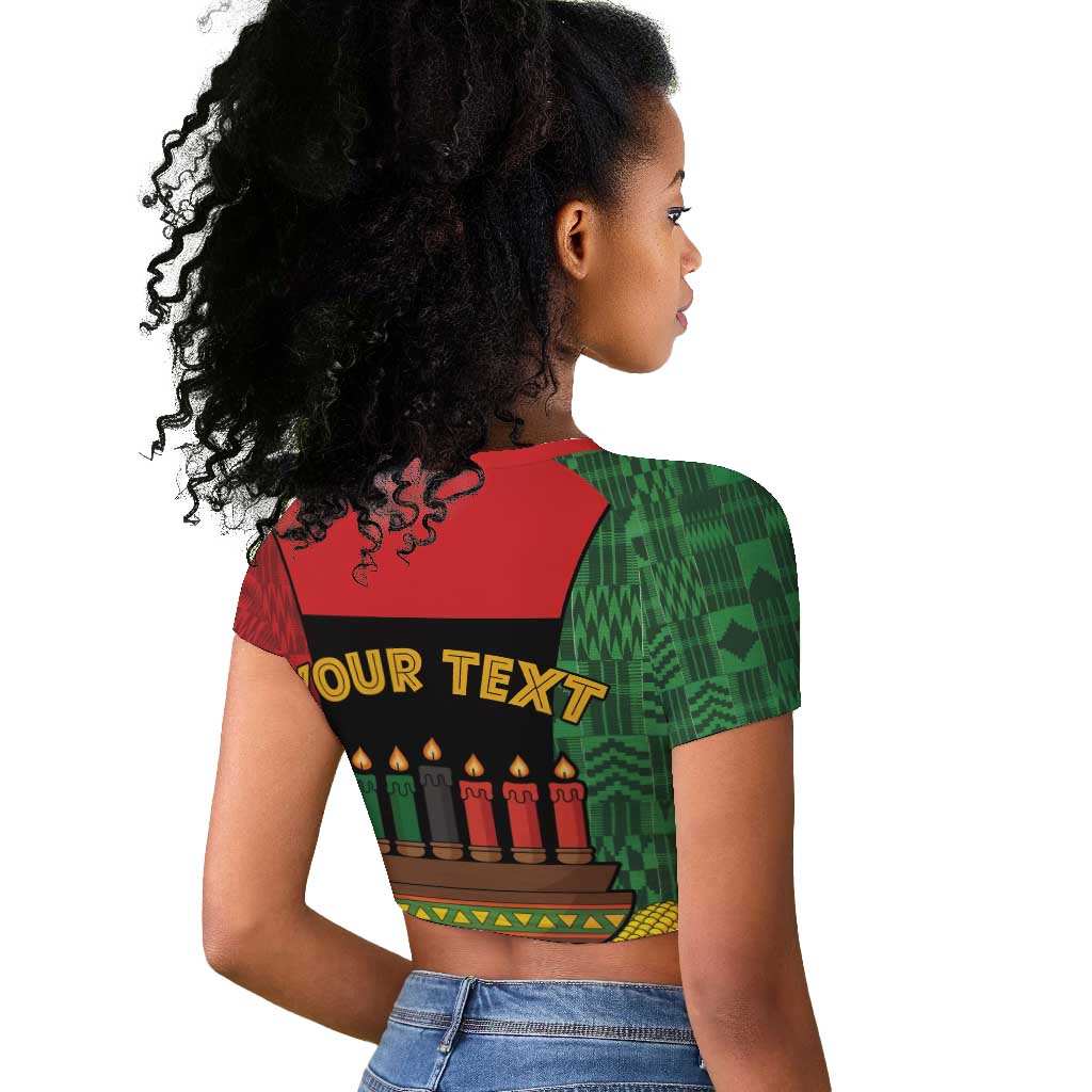Personalized Happy Kwanzaa Holidays Raglan Cropped T shirt Kente Pattern - African Pride