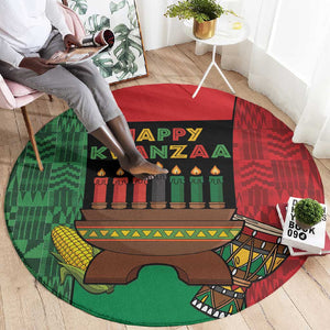 Happy Kwanzaa Holidays Round Carpet Kente Pattern - African Pride