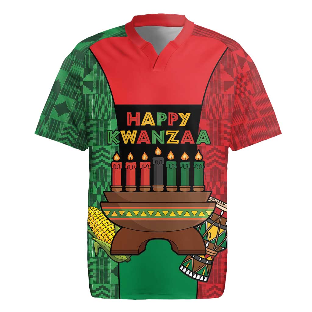 Personalized Happy Kwanzaa Holidays Rugby Jersey Kente Pattern - African Pride
