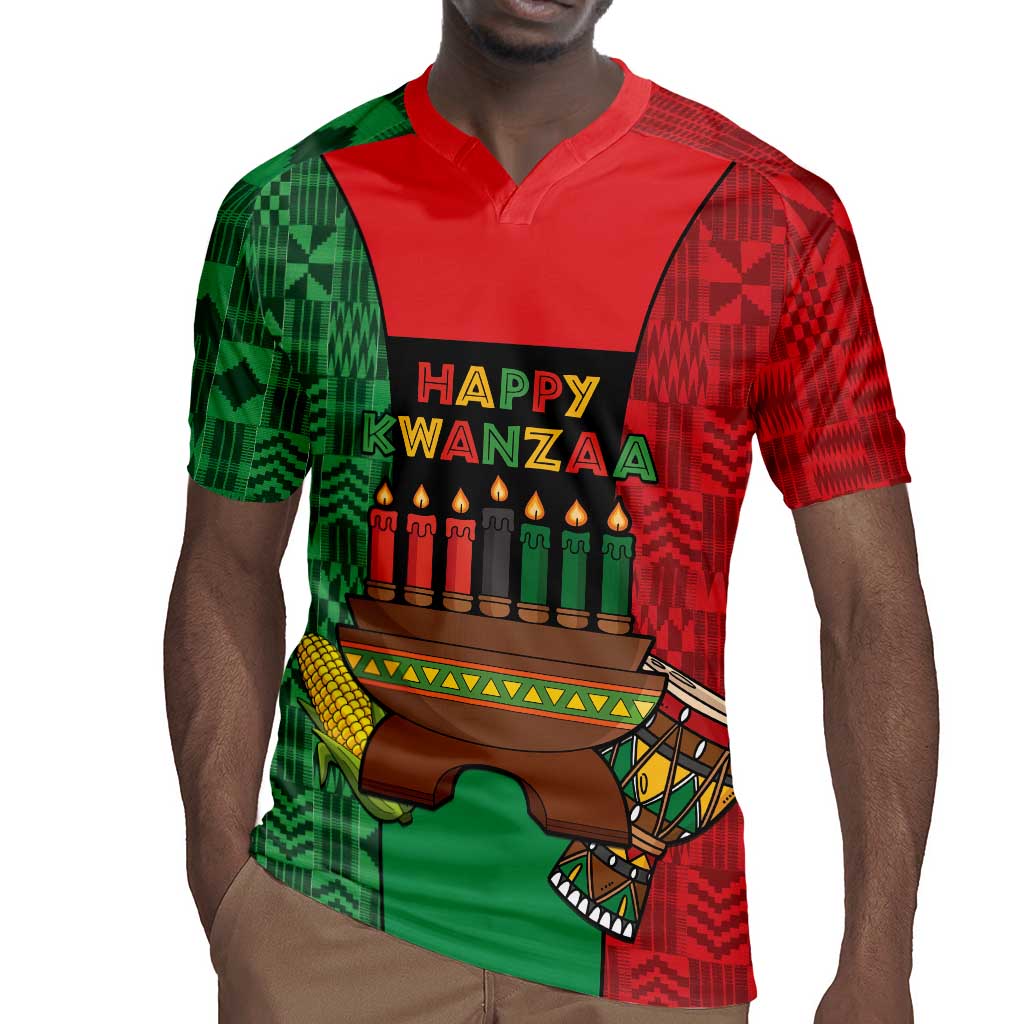 Personalized Happy Kwanzaa Holidays Rugby Jersey Kente Pattern - African Pride