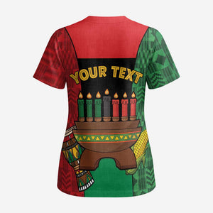 Personalized Happy Kwanzaa Holidays Scrub Top Kente Pattern - African Pride