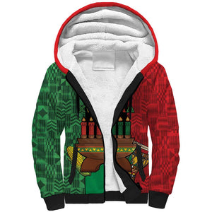 Personalized Happy Kwanzaa Holidays Sherpa Hoodie Kente Pattern - African Pride