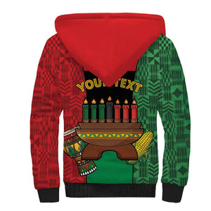 Personalized Happy Kwanzaa Holidays Sherpa Hoodie Kente Pattern - African Pride