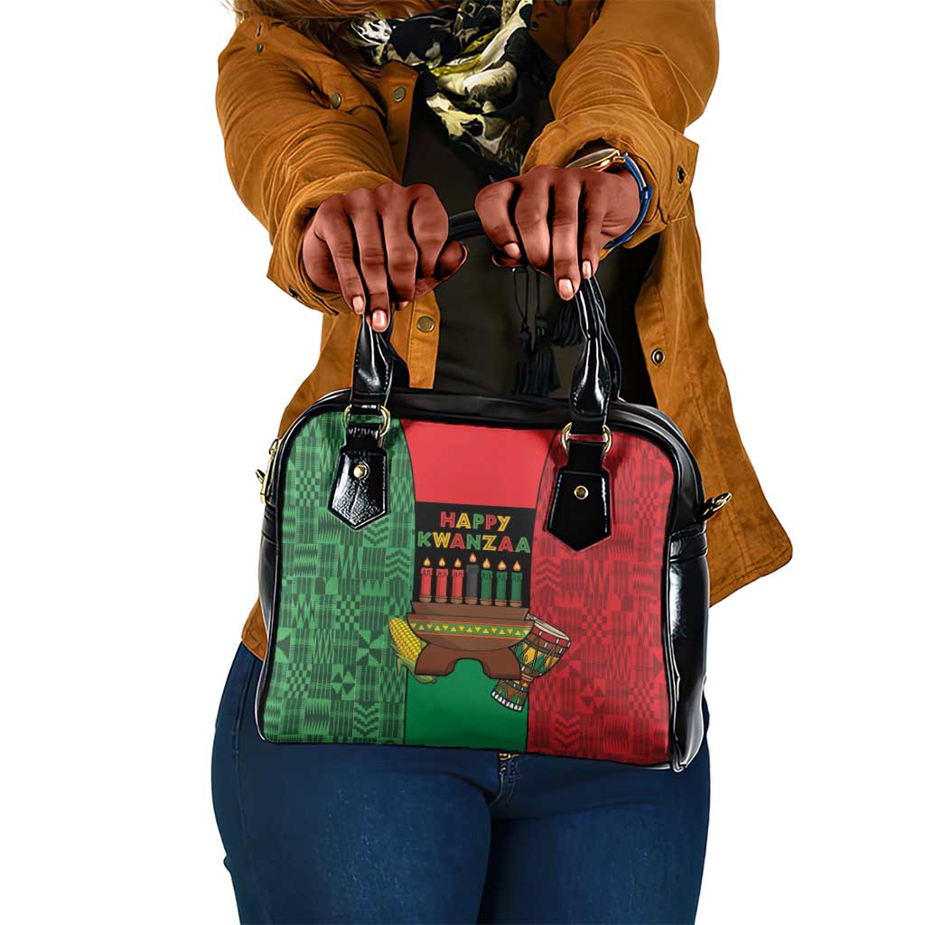 Happy Kwanzaa Holidays Shoulder Handbag Kente Pattern - African Pride
