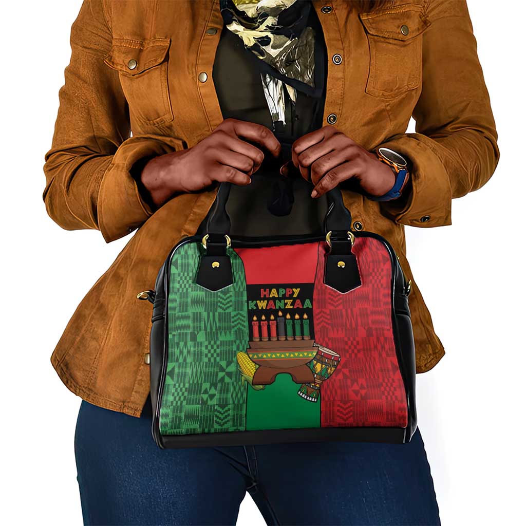 Happy Kwanzaa Holidays Shoulder Handbag Kente Pattern - African Pride