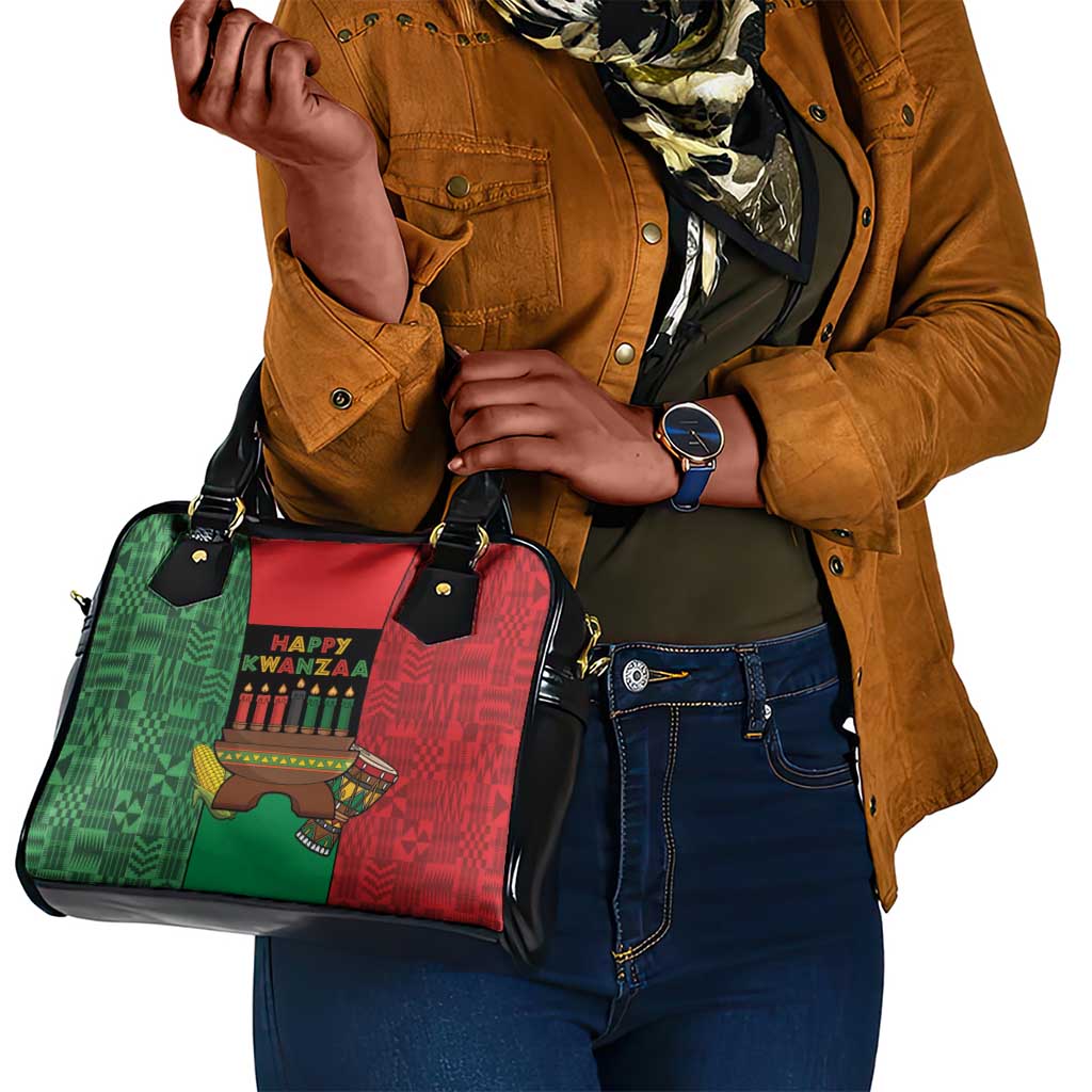Happy Kwanzaa Holidays Shoulder Handbag Kente Pattern - African Pride