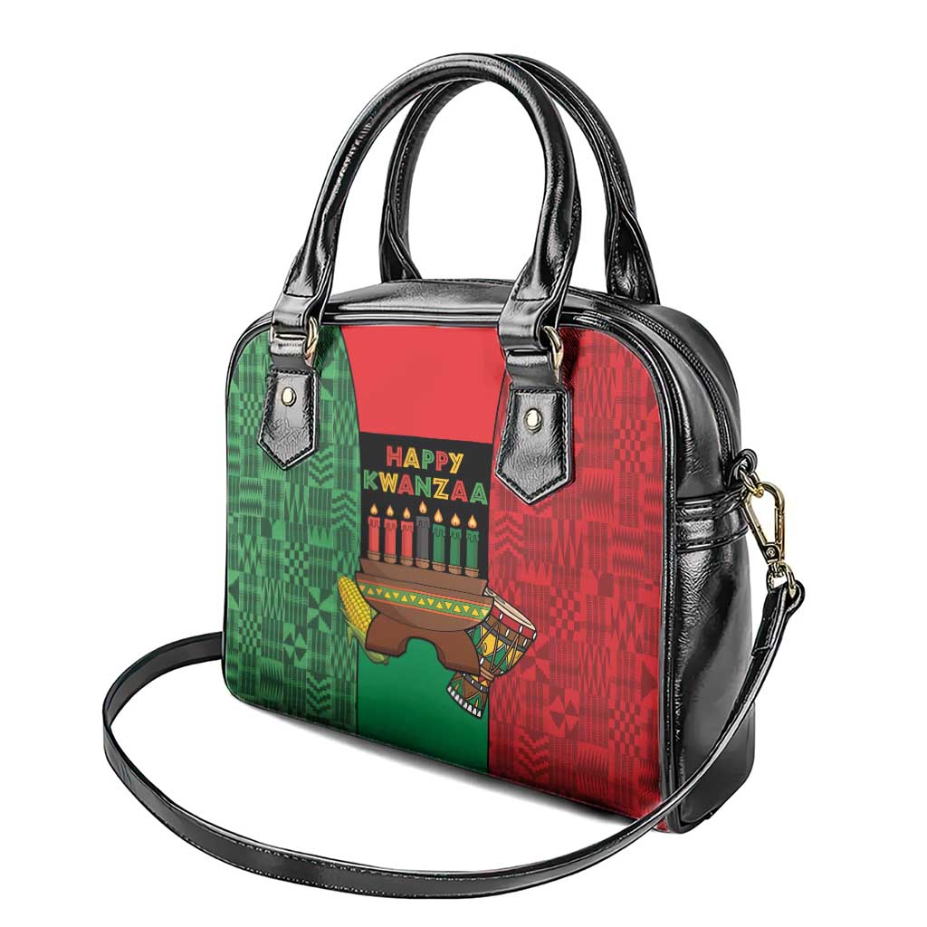 Happy Kwanzaa Holidays Shoulder Handbag Kente Pattern - African Pride