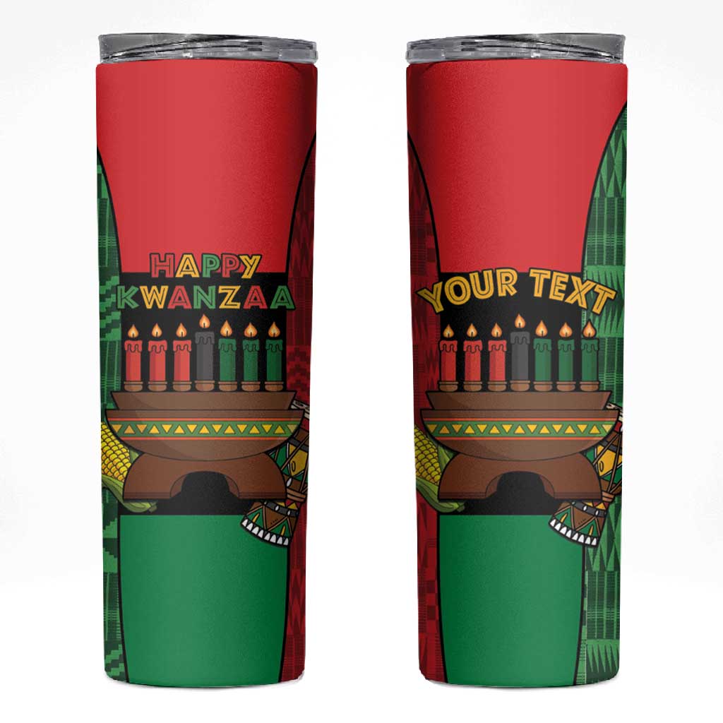 Personalized Happy Kwanzaa Holidays Skinny Tumbler Kente Pattern - African Pride